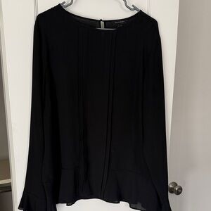 Banana Republic: Black Long-Sleeve Blouse with Pintuck Front XL